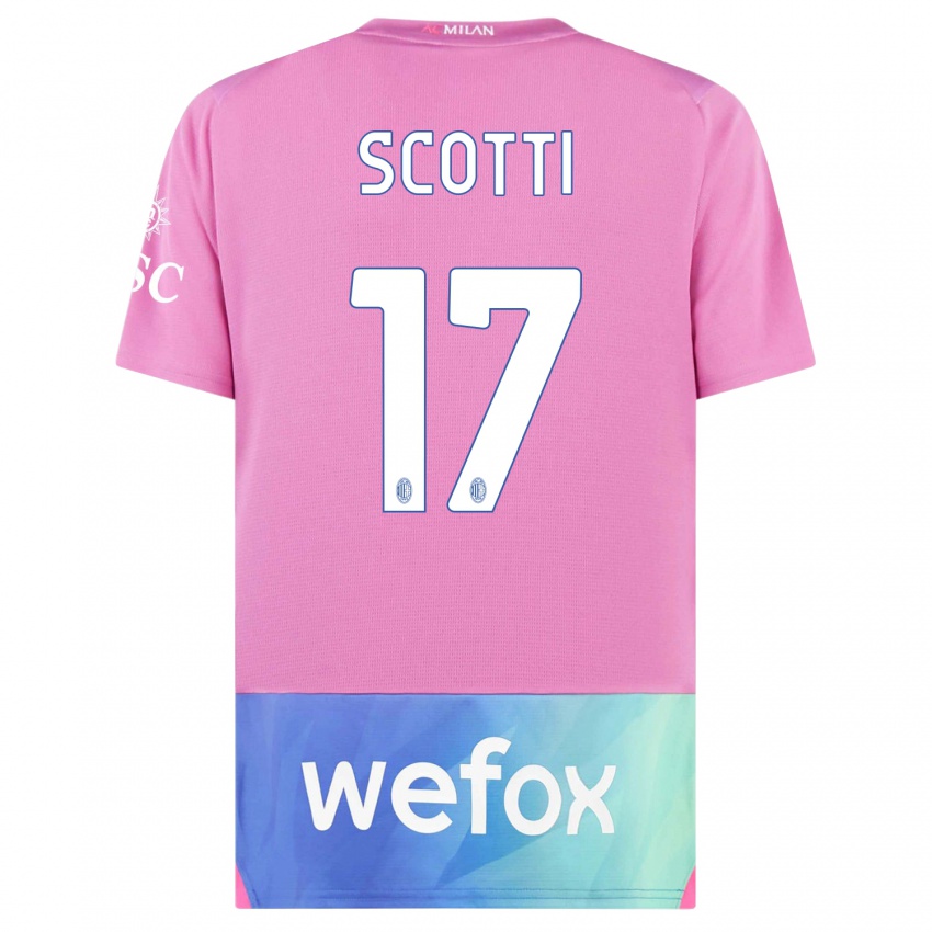 Kinder Filippo Scotti #17 Pink Lila Ausweichtrikot Trikot 2023/24 T-Shirt Belgien
