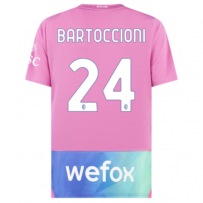 Kinderen Andrea Bartoccioni #24 Roze Paars Thuisshirt Derde Tenue 2023/24 T-Shirt België