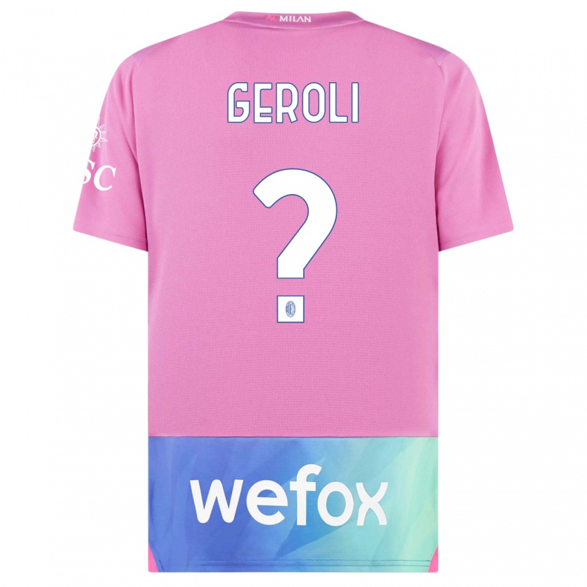 Kinder Matteo Geroli #0 Pink Lila Ausweichtrikot Trikot 2023/24 T-Shirt Belgien