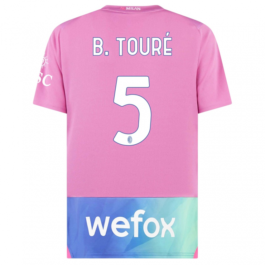 Kinderen Fode Ballo-Toure #5 Roze Paars Thuisshirt Derde Tenue 2023/24 T-Shirt België