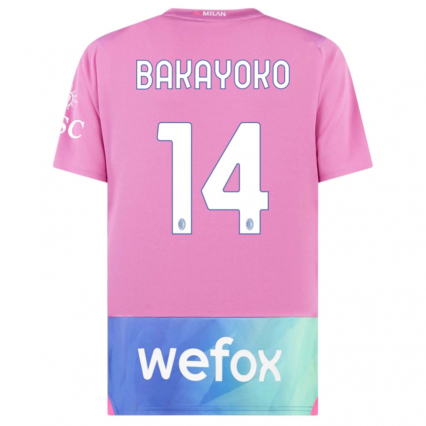 Kinderen Tiemoue Bakayoko #14 Roze Paars Thuisshirt Derde Tenue 2023/24 T-Shirt België