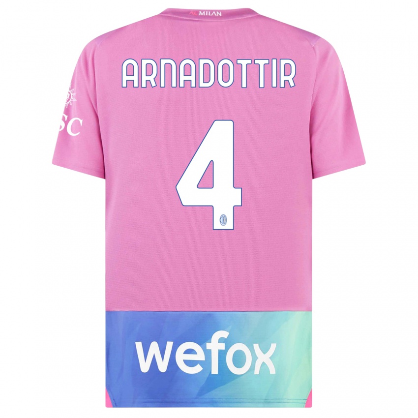 Kinderen Guony Arnadottir #4 Roze Paars Thuisshirt Derde Tenue 2023/24 T-Shirt België