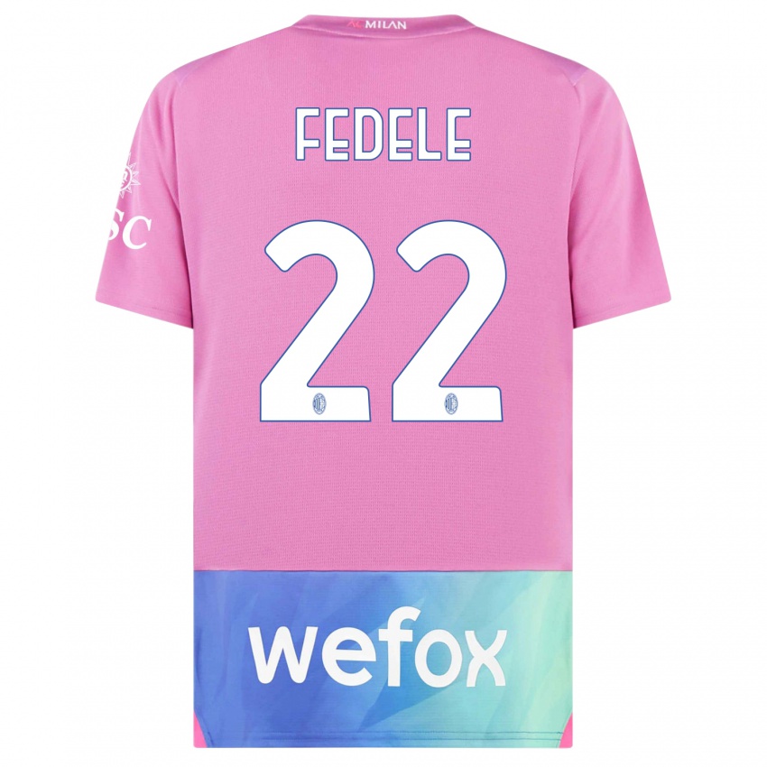 Kinder Noemi Fedele #22 Pink Lila Ausweichtrikot Trikot 2023/24 T-Shirt Belgien