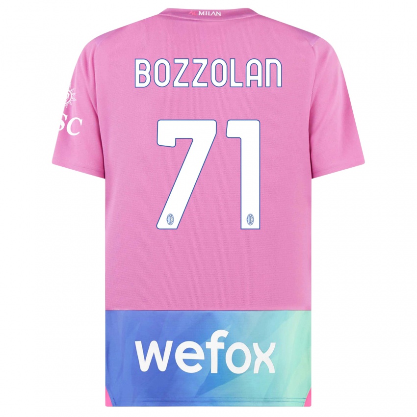 Kinderen Andrea Bozzolan #71 Roze Paars Thuisshirt Derde Tenue 2023/24 T-Shirt België