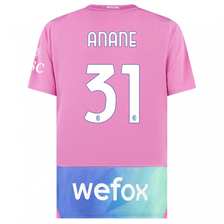 Kinder Emmanuel Anane #31 Pink Lila Ausweichtrikot Trikot 2023/24 T-Shirt Belgien