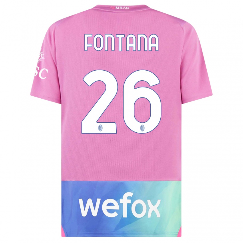 Kinder Francesco Fontana #26 Pink Lila Ausweichtrikot Trikot 2023/24 T-Shirt Belgien