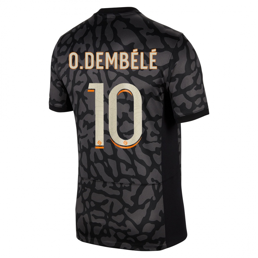 Kinder Ousmane Dembele #10 Schwarz Ausweichtrikot Trikot 2023/24 T-Shirt Belgien