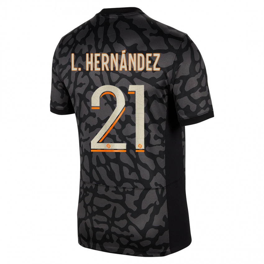 Kinder Lucas Hernandez #21 Schwarz Ausweichtrikot Trikot 2023/24 T-Shirt Belgien