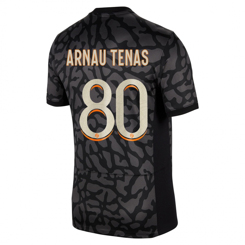Enfant Maillot Arnau Tenas #80 Noir Troisieme 2023/24 T-Shirt Belgique