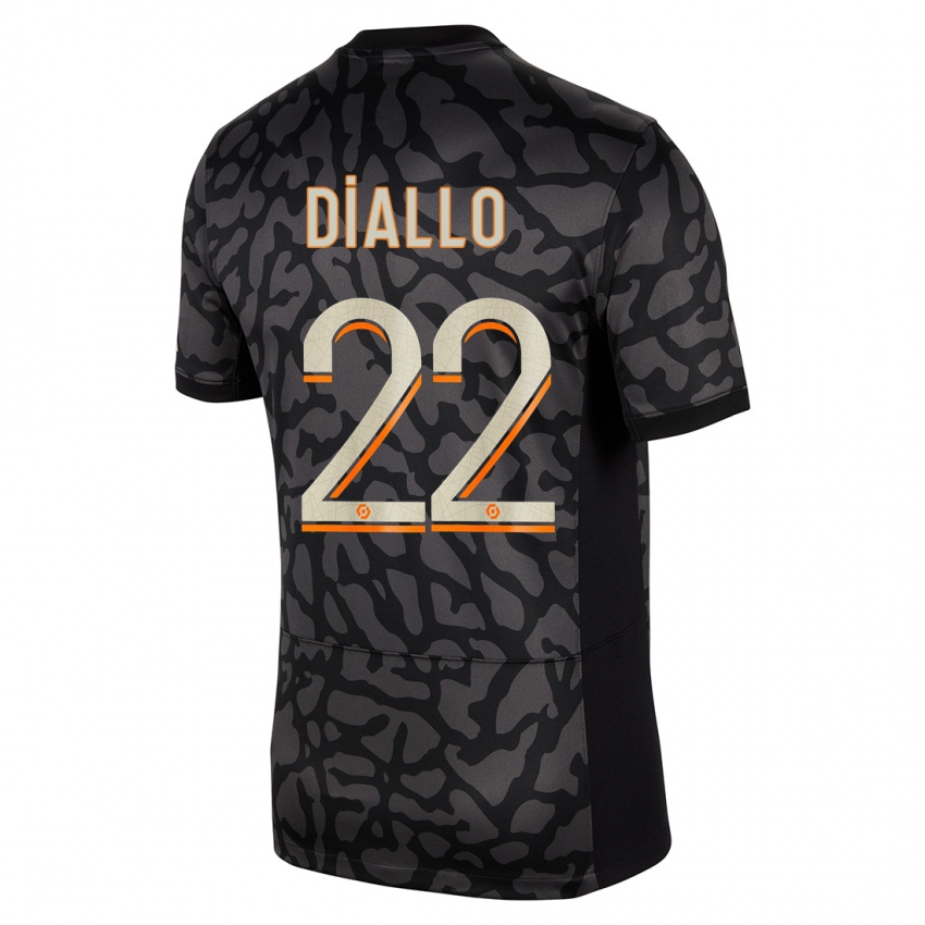 Kinderen Abdou Diallo #22 Zwart Thuisshirt Derde Tenue 2023/24 T-Shirt België