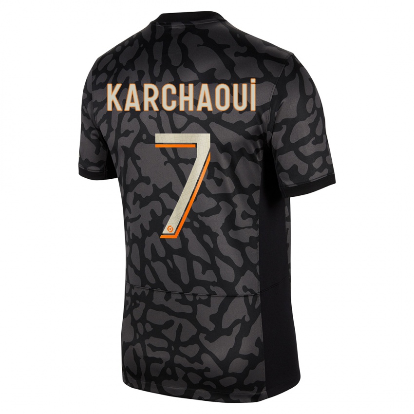 Kinderen Sakina Karchaoui #7 Zwart Thuisshirt Derde Tenue 2023/24 T-Shirt België