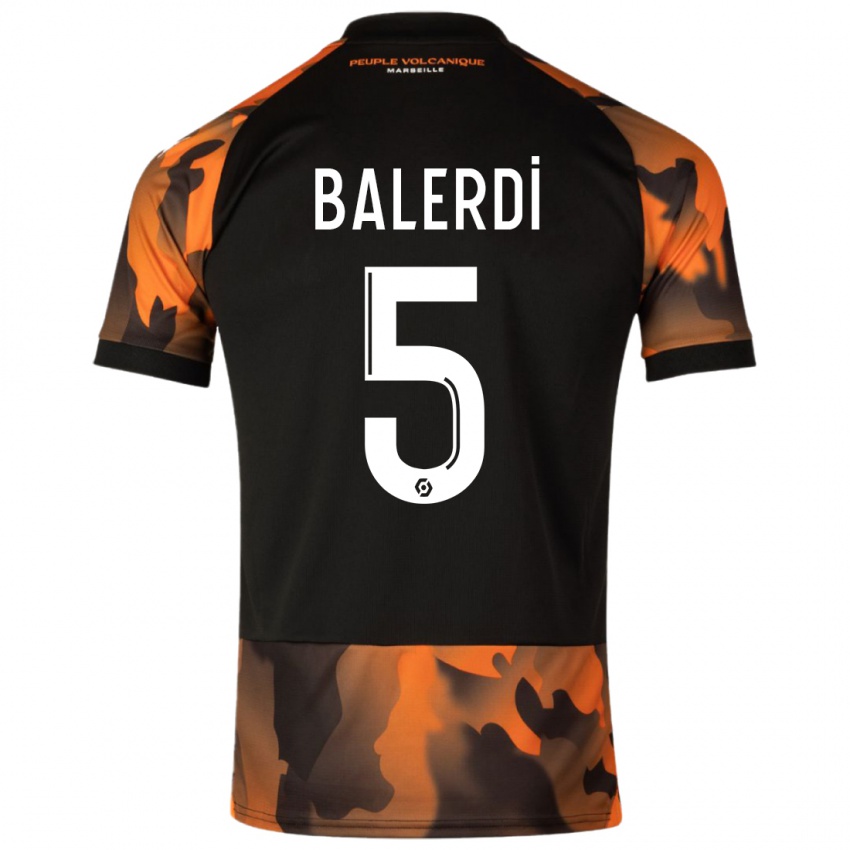 Kinderen Leonardo Balerdi #5 Zwart Oranje Thuisshirt Derde Tenue 2023/24 T-Shirt België