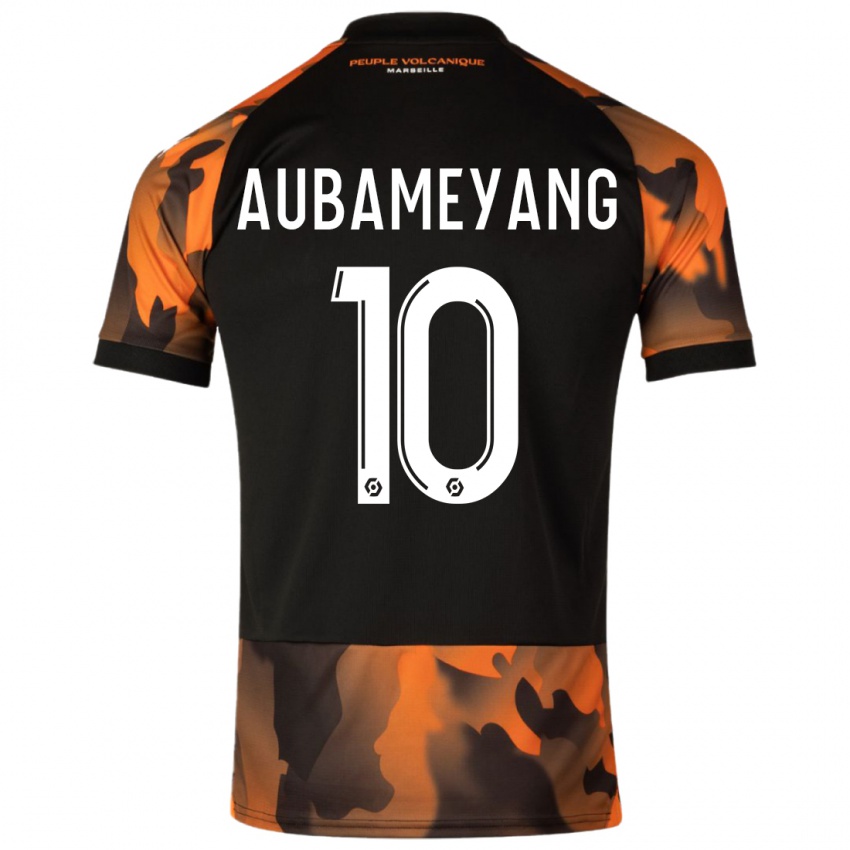 Kinderen Pierre-Emerick Aubameyang #10 Zwart Oranje Thuisshirt Derde Tenue 2023/24 T-Shirt België