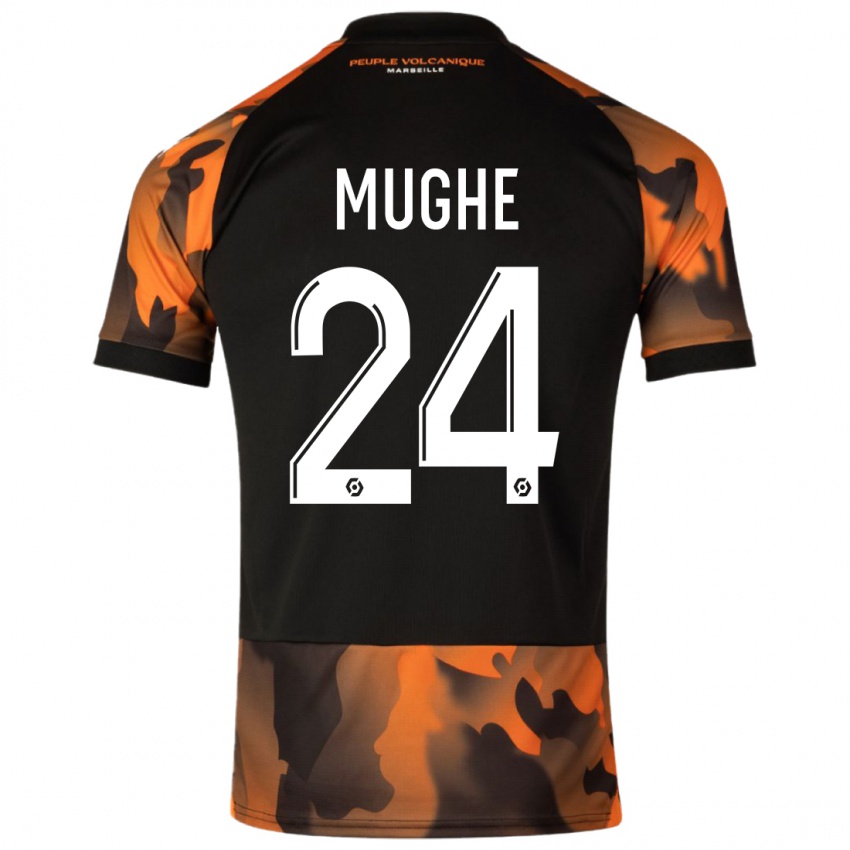 Kinderen François Mughe #24 Zwart Oranje Thuisshirt Derde Tenue 2023/24 T-Shirt België