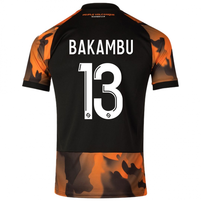 Kinder Cedric Bakambu #13 Schwarzorange Ausweichtrikot Trikot 2023/24 T-Shirt Belgien
