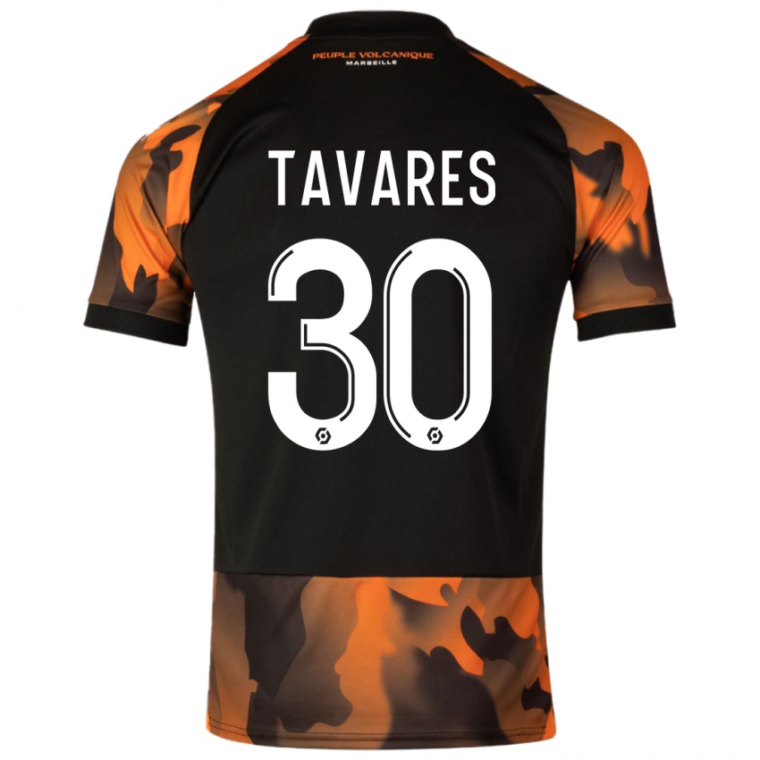 Enfant Maillot Nuno Tavares #30 Noir Orange Troisieme 2023/24 T-Shirt Belgique