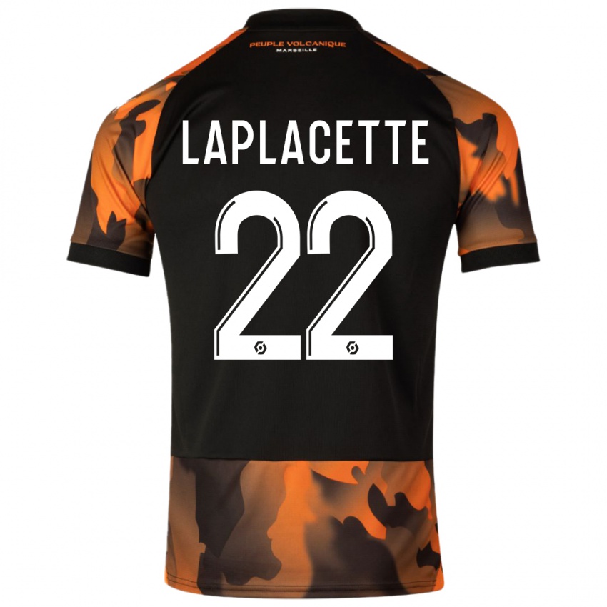 Enfant Maillot Tess Laplacette #22 Noir Orange Troisieme 2023/24 T-Shirt Belgique