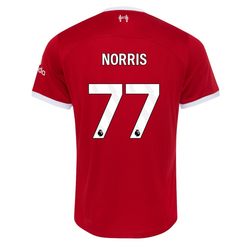 Homme Maillot James Norris #77 Rouge Tenues Domicile 2023/24 T-Shirt Belgique