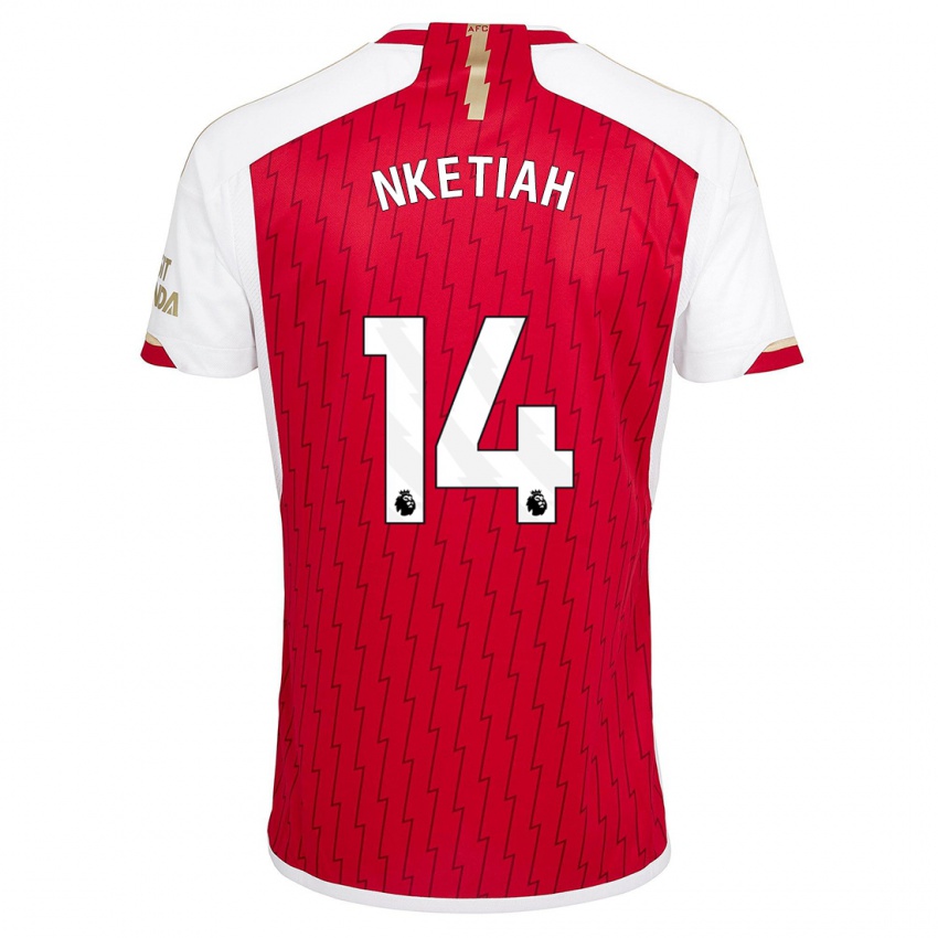 Herren Eddie Nketiah #14 Rot Heimtrikot Trikot 2023/24 T-Shirt Belgien