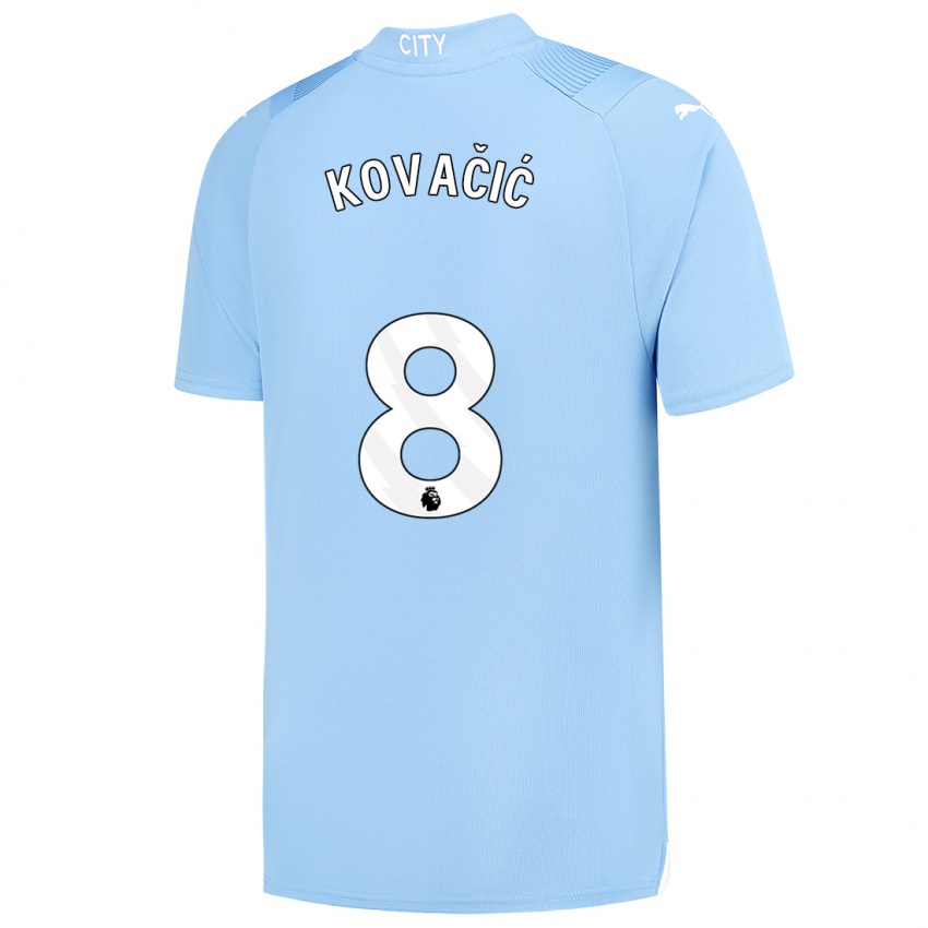 Heren Mateo Kovacic #8 Lichtblauw Thuisshirt Thuistenue 2023/24 T-Shirt België