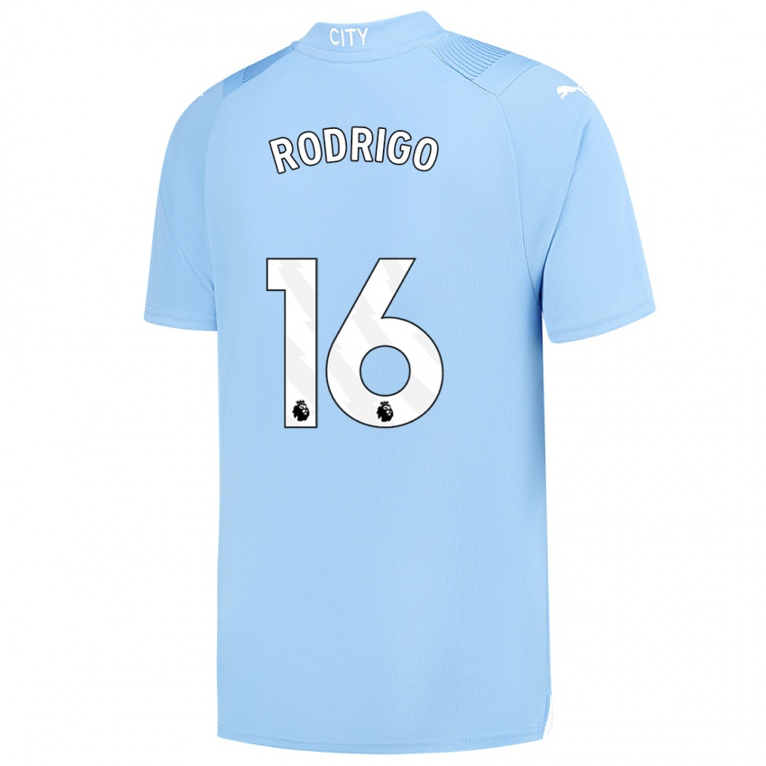 Heren Rodrigo Hernandez #16 Lichtblauw Thuisshirt Thuistenue 2023/24 T-Shirt België