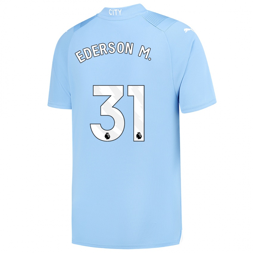 Heren Ederson Moraes #31 Lichtblauw Thuisshirt Thuistenue 2023/24 T-Shirt België
