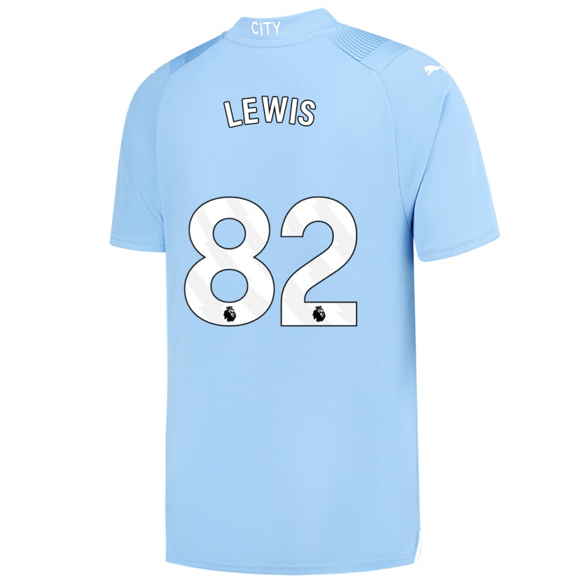 Heren Rico Lewis #82 Lichtblauw Thuisshirt Thuistenue 2023/24 T-Shirt België