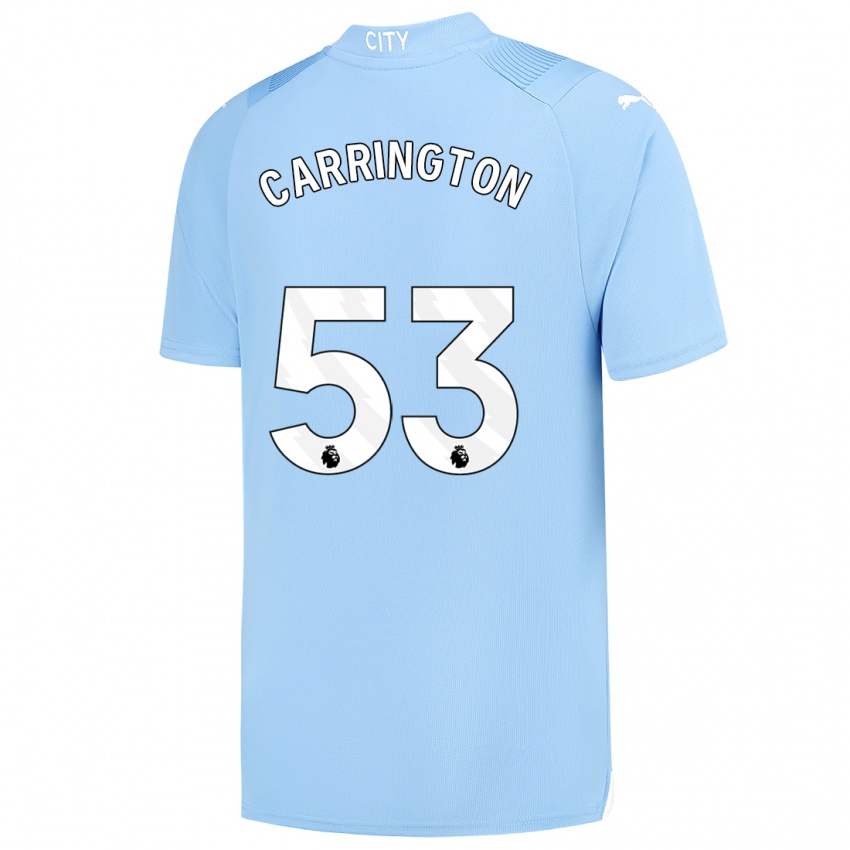 Heren Ezra Carrington #53 Lichtblauw Thuisshirt Thuistenue 2023/24 T-Shirt België