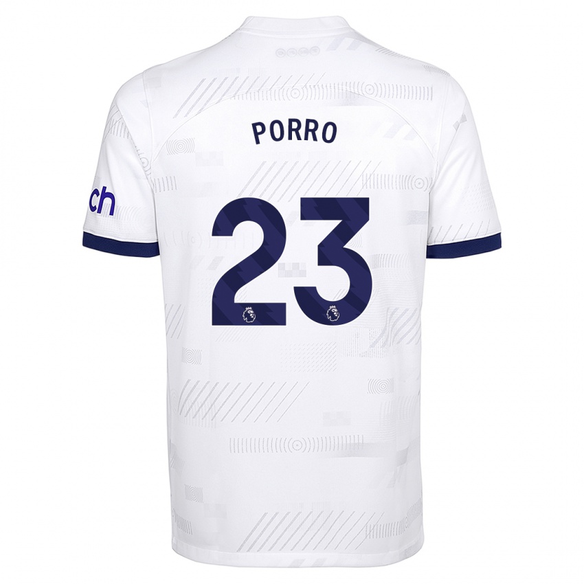 Homme Maillot Pedro Porro #23 Blanc Tenues Domicile 2023/24 T-Shirt Belgique