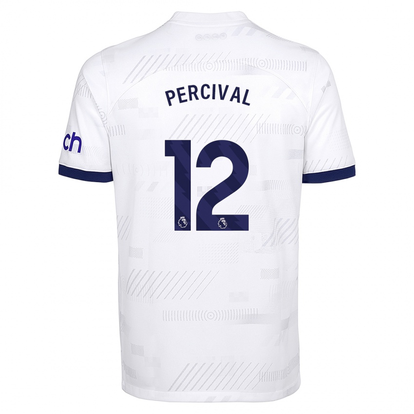 Homme Maillot Ria Percival #12 Blanc Tenues Domicile 2023/24 T-Shirt Belgique