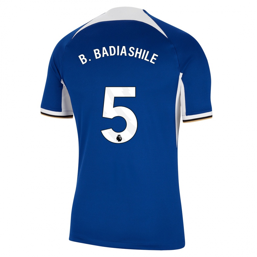 Homme Maillot Benoît Badiashile #5 Bleu Tenues Domicile 2023/24 T-Shirt Belgique