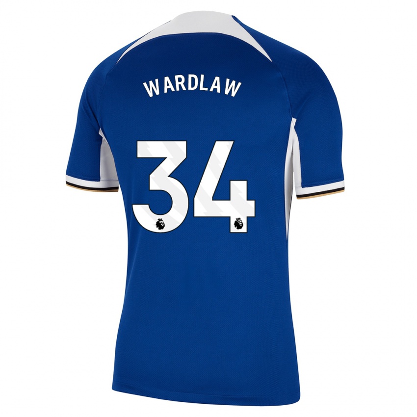 Homme Maillot Charlotte Wardlaw #34 Bleu Tenues Domicile 2023/24 T-Shirt Belgique