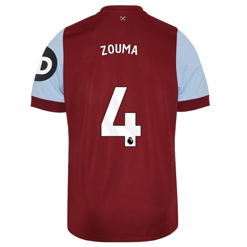 Homme Maillot Kurt Zouma #4 Bordeaux Tenues Domicile 2023/24 T-Shirt Belgique