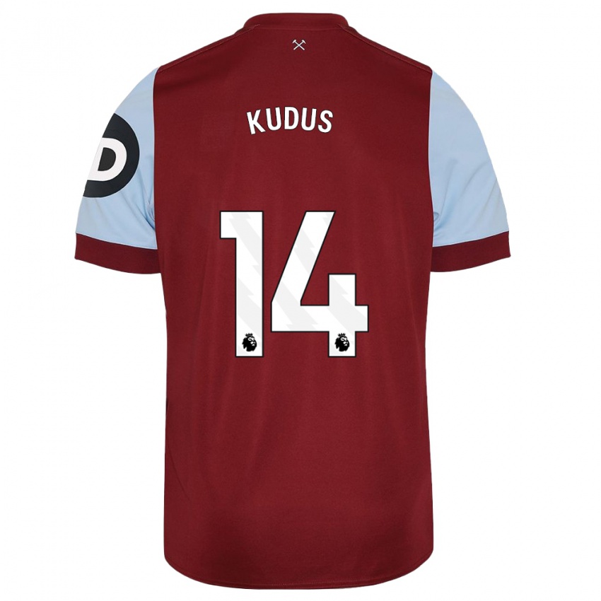 Homme Maillot Mohammed Kudus #14 Bordeaux Tenues Domicile 2023/24 T-Shirt Belgique