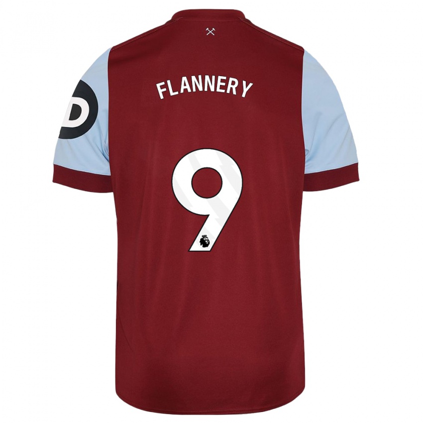 Heren Keira Flannery #9 Kastanjebruin Thuisshirt Thuistenue 2023/24 T-Shirt België