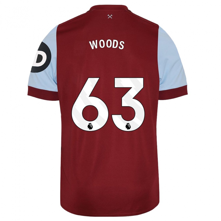 Homme Maillot Archie Woods #63 Bordeaux Tenues Domicile 2023/24 T-Shirt Belgique