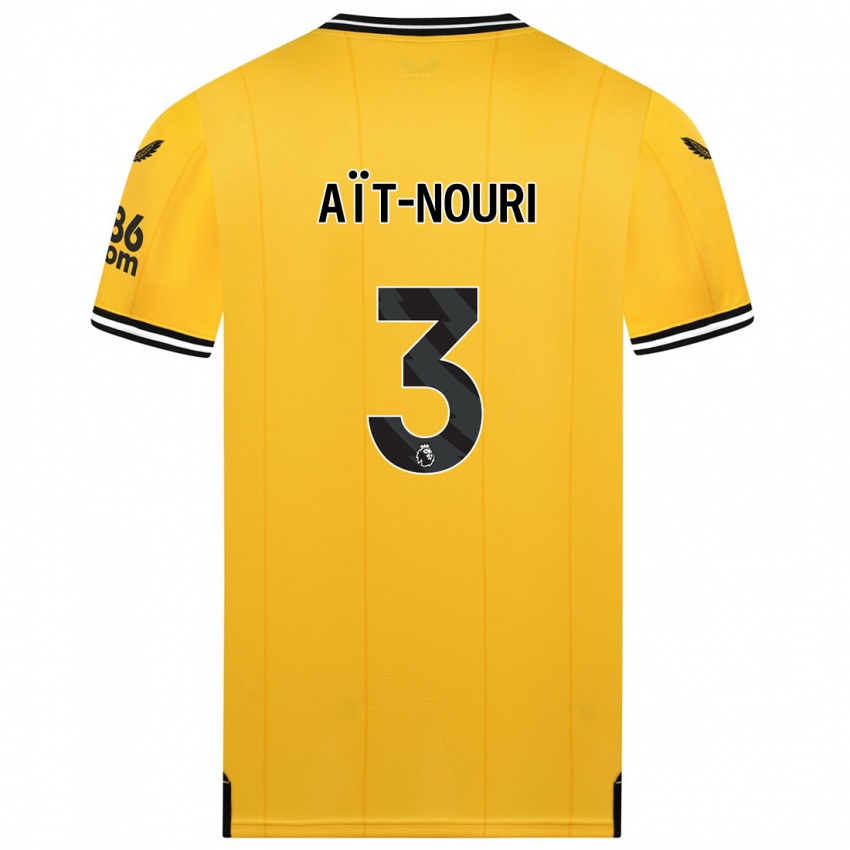 Herren Rayan Ait-Nouri #3 Gelb Heimtrikot Trikot 2023/24 T-Shirt Belgien
