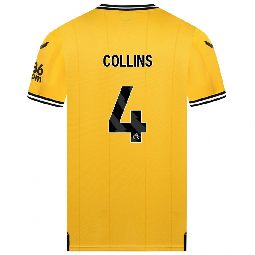 Herren Nathan Collins #4 Gelb Heimtrikot Trikot 2023/24 T-Shirt Belgien