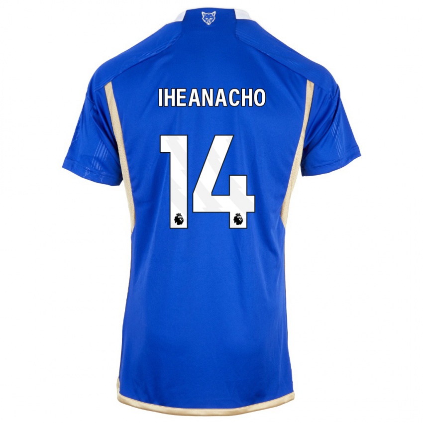 Homme Maillot Kelechi Iheanacho #14 Bleu Royal Tenues Domicile 2023/24 T-Shirt Belgique
