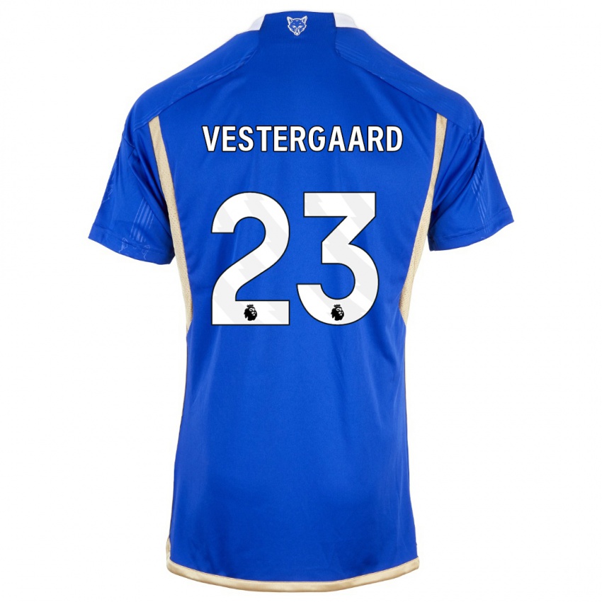 Homme Maillot Jannik Vestergaard #23 Bleu Royal Tenues Domicile 2023/24 T-Shirt Belgique