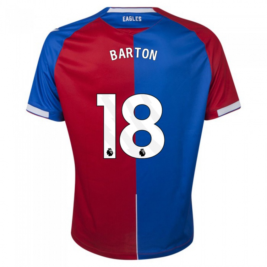 Homme Maillot Kirsty Barton #18 Rouge Bleu Tenues Domicile 2023/24 T-Shirt Belgique