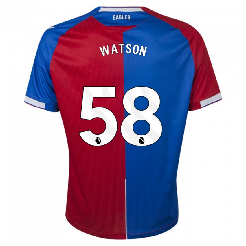 Homme Maillot Noah Watson #58 Rouge Bleu Tenues Domicile 2023/24 T-Shirt Belgique