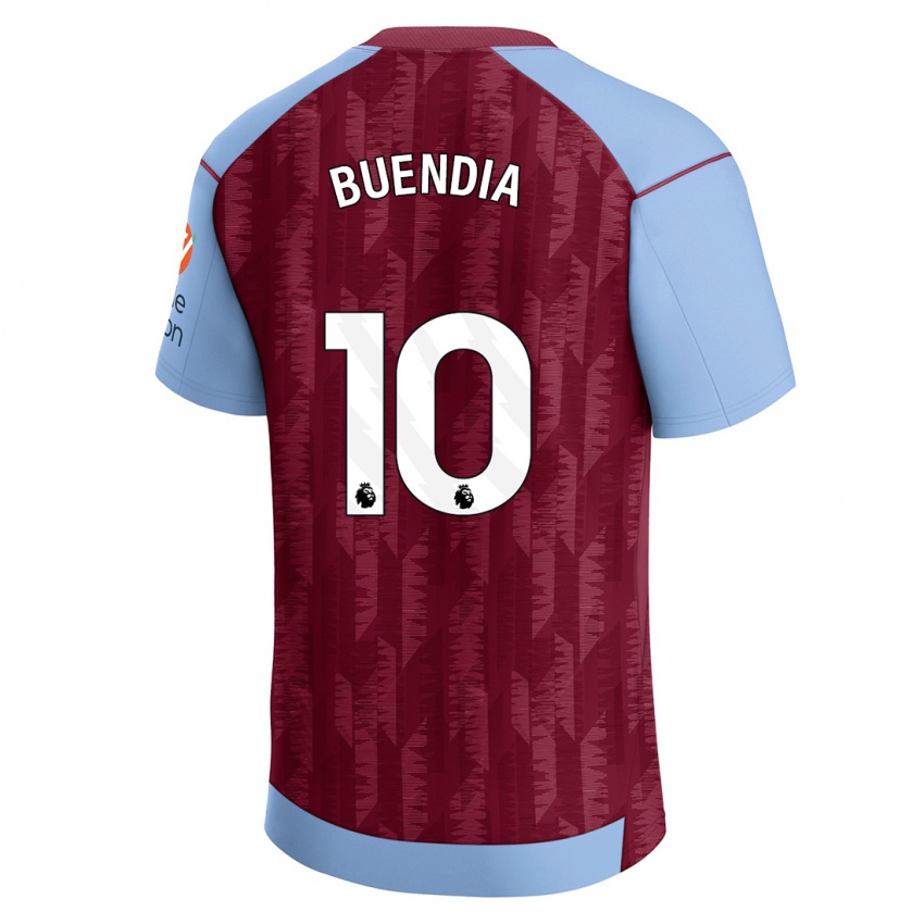 Homme Maillot Emiliano Buendia #10 Bleu Bordeaux Tenues Domicile 2023/24 T-Shirt Belgique