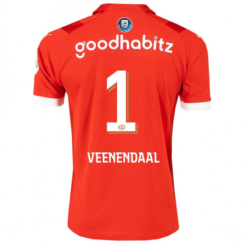 Herren Sari Van Veenendaal #1 Rot Heimtrikot Trikot 2023/24 T-Shirt Belgien