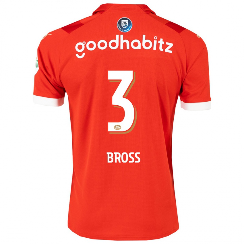 Herren Melanie Bross #3 Rot Heimtrikot Trikot 2023/24 T-Shirt Belgien