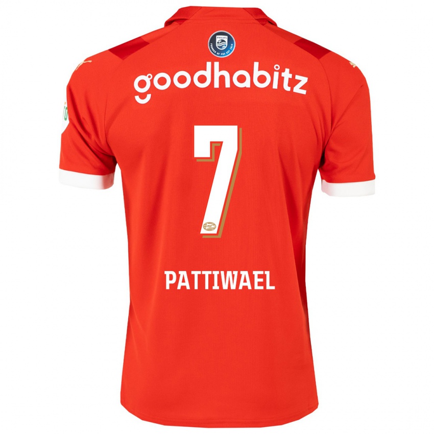 Homme Maillot Naomi Pattiwael #7 Rouge Tenues Domicile 2023/24 T-Shirt Belgique