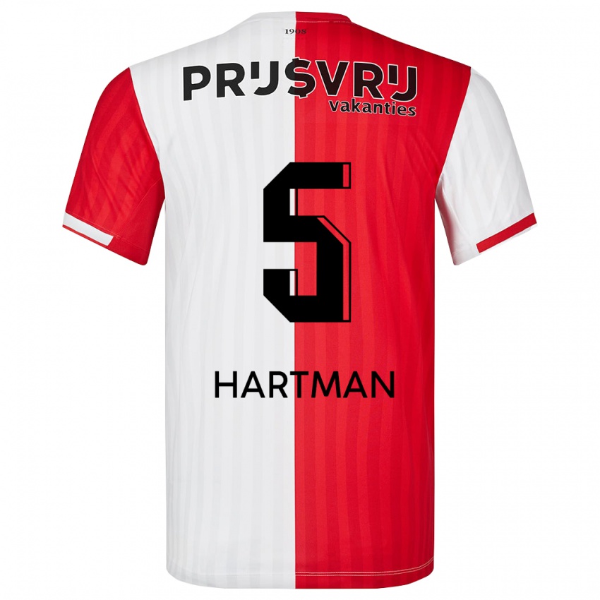 Herren Quilindschy Hartman #5 Rot-Weiss Heimtrikot Trikot 2023/24 T-Shirt Belgien