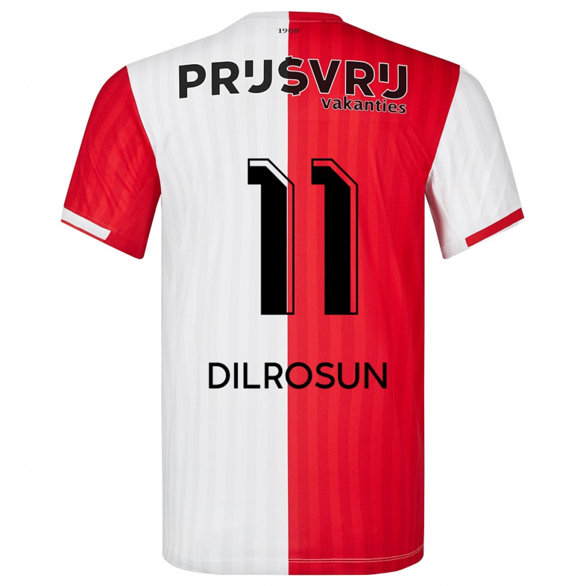 Heren Javairo Dilrosun #11 Rood Wit Thuisshirt Thuistenue 2023/24 T-Shirt België