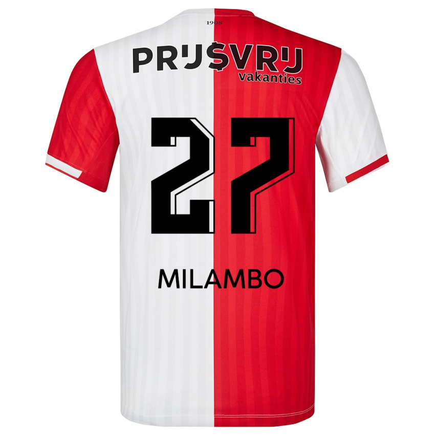 Herren Antoni Milambo #27 Rot-Weiss Heimtrikot Trikot 2023/24 T-Shirt Belgien