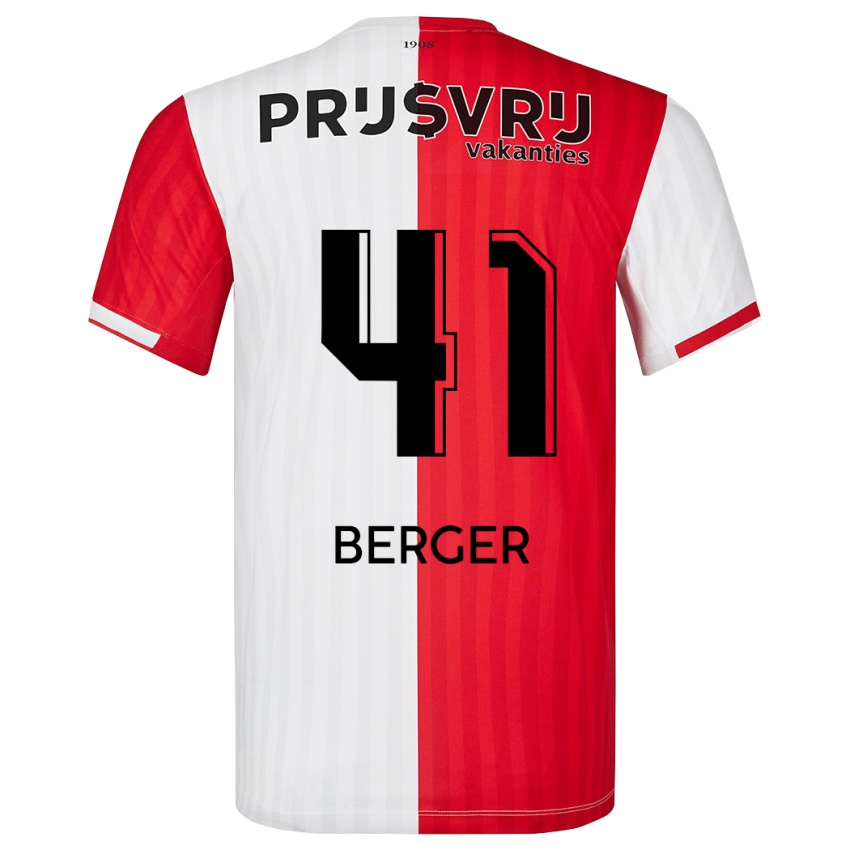Herren Mannou Berger #41 Rot-Weiss Heimtrikot Trikot 2023/24 T-Shirt Belgien